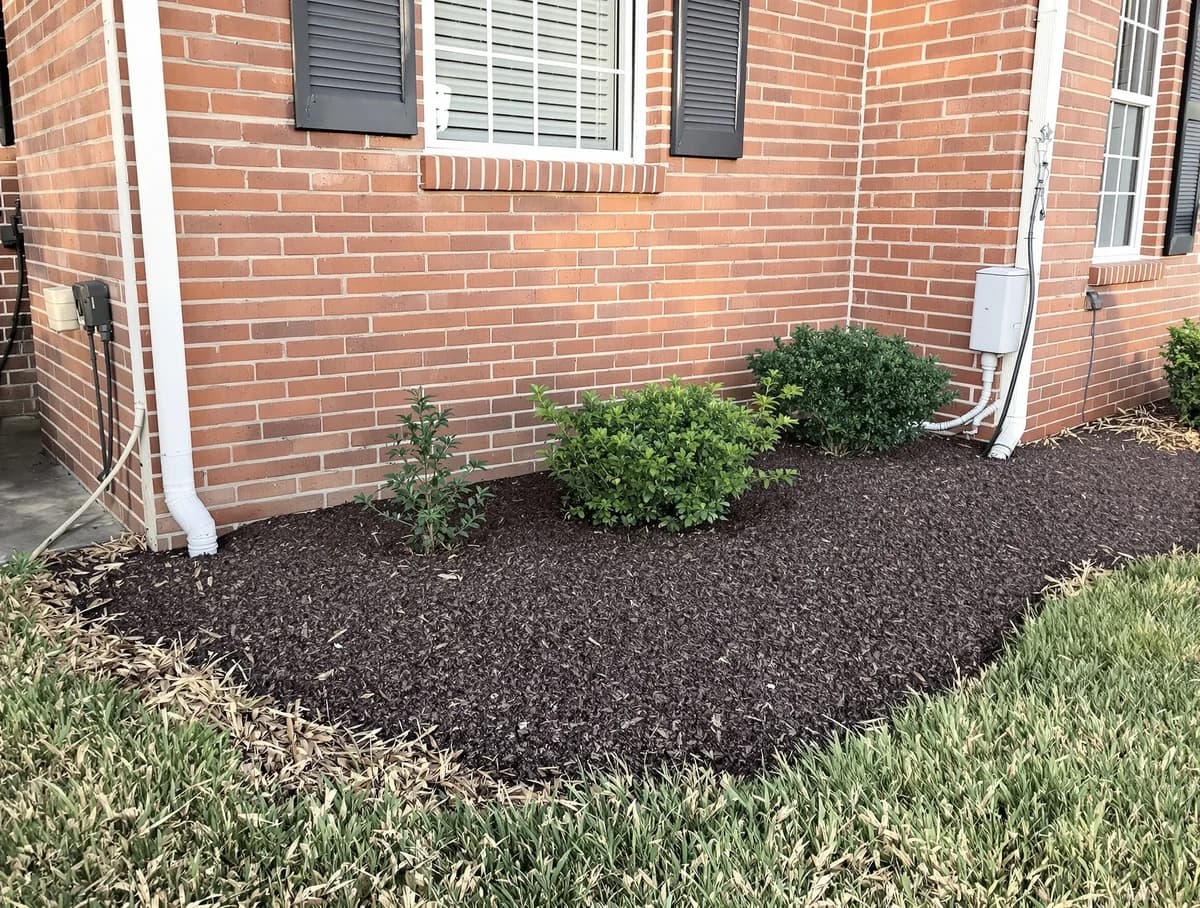 Chapin foundation landscape bed before mulch correction